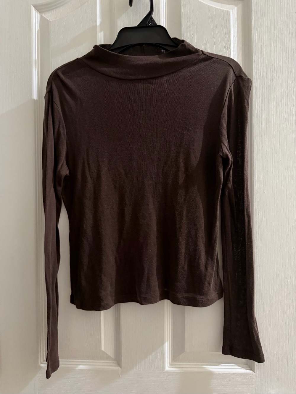 Sanctuary Long-Sleeve Mock Neck Semi sheer Top - Brown
